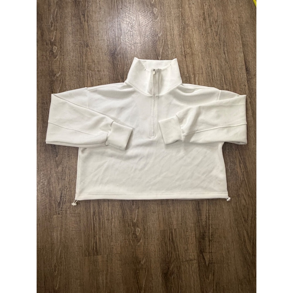 Zella White Quarter Zip Pullover Sweatshirt Modal Blend‎ Size Medium